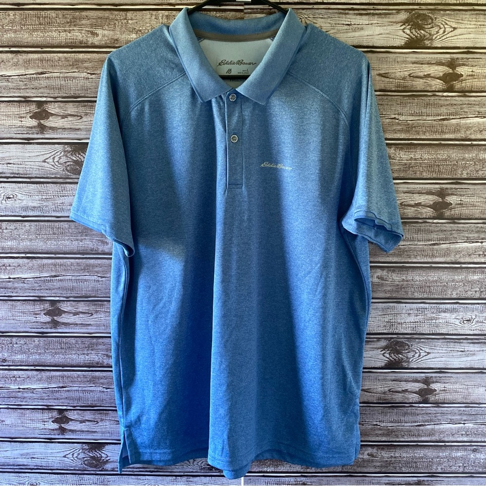Eddie Bauer Men's‎ FreeDry Short-Sleeved Shirt Size L Blue Logo Polo